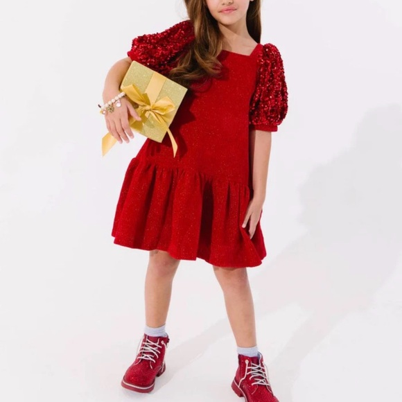 Lola and the boys new red dress with puff sleeves size 10 - Picture 1 of 2